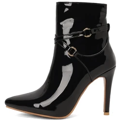 Sexy Ankle Boots Women Shoes New 2024 Point Black Green Red Short Boot Patent Leather Dance Party Shoes Lady Large Size 48 50