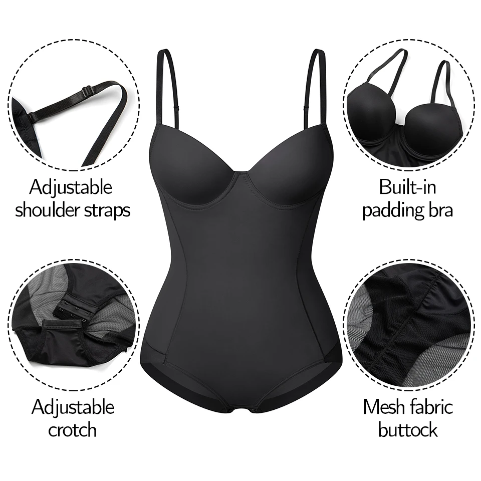 Women Slimming Bodysuits Shapewear with Built-in Bra Tops One-piece Tummy Control Body Shaper Seamless Camisole Jumpsuit Corset