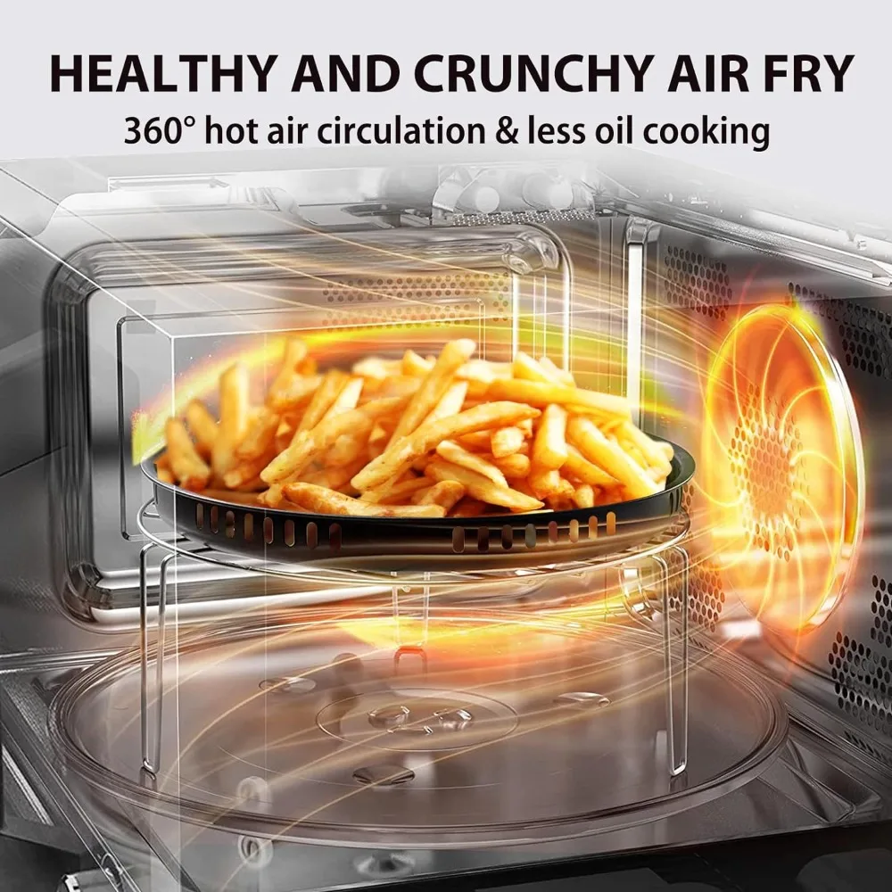 Microwave Oven, 6-in-1 Inverter Countertop Healthy Air Fryer Combo , Convection, 11.3'' Turntable Sound on/Off, Microwave Oven