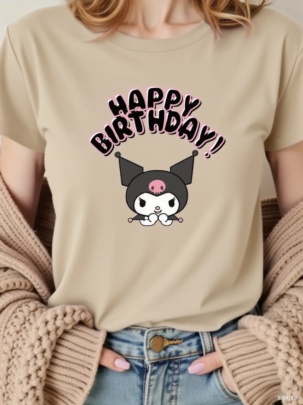 رائعتين Kuromi عيد ميلاد سعيد القطن تي شيرت متعة الكرتون طباعة المحملة لارتداء اليومي العلامة التجارية الشارع الشهير طباعة جديد وصول المحملة S-4XL