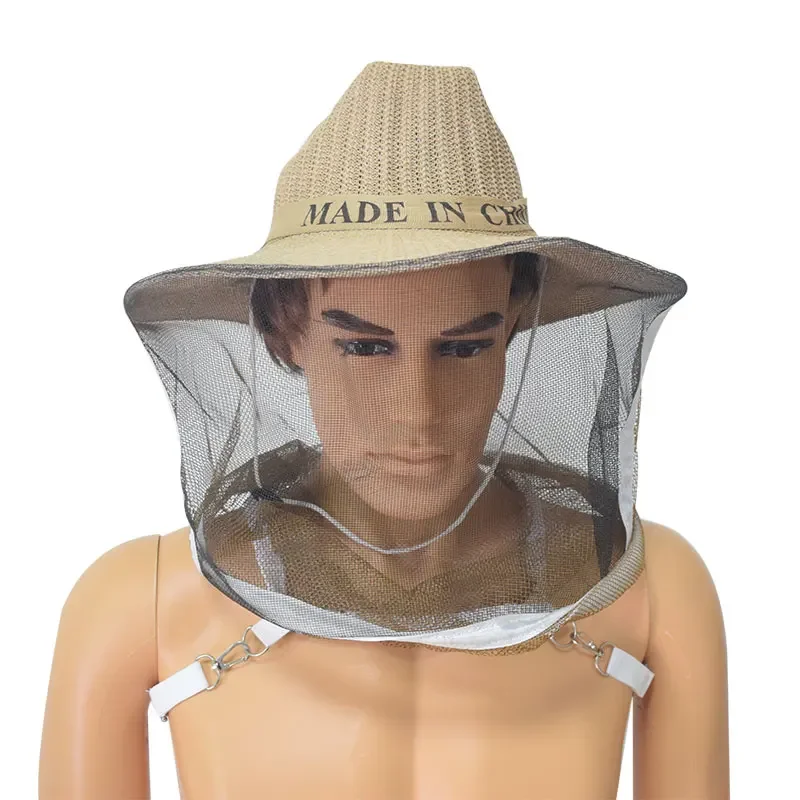 Beekeeper Hat Beekeeping Cowboy Hat Anti Bee Hat Mosquito Bee Insect Net Veil Head Face Protector Beekeeper Equipment Tools