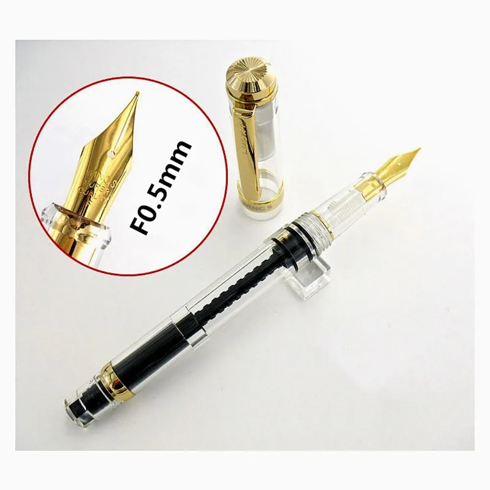 For Wingsung 698 Fountain Pen - Visual Ink Window,  Hard Smooth/Gold Soft Elastic Nib, Stationery for Office/School, Ideal Gift