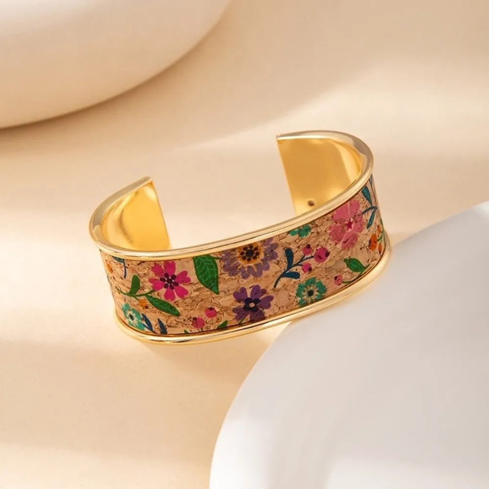 Geometric Multicolored Graffiti Bangles Iron Retro Oil Painting Metal Cuff Butterfly Flower Openable Widened Bracelets Fashion