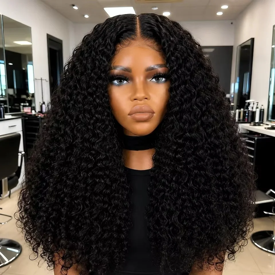 13x4 Burmese Curly Glueless Wigs Human Hair Pre Plucked Pre Cut 200% Density Drawstring Wig for Women Glueless 13x4 HD Lace Front Wigs Human Hair Natural Color