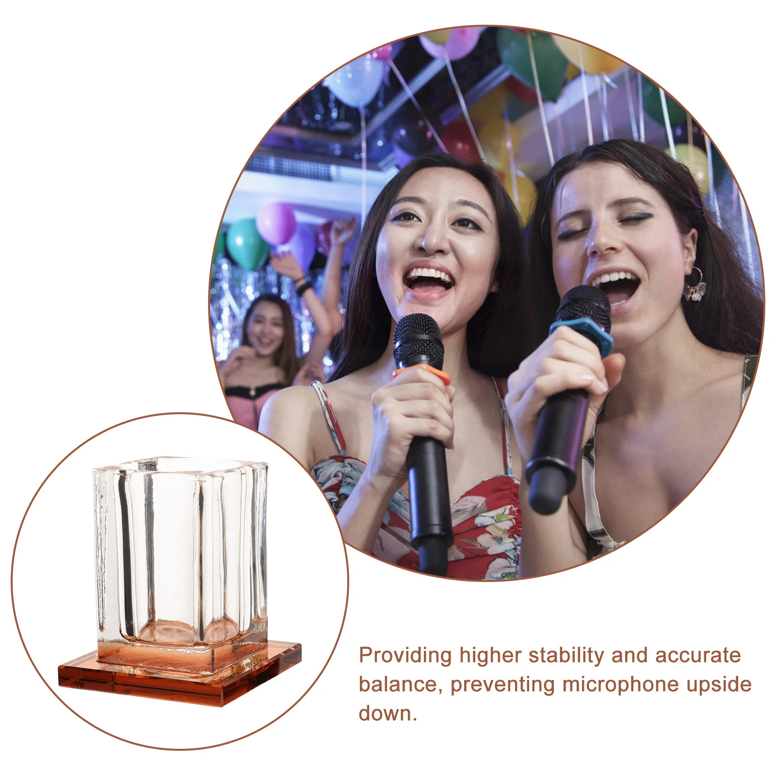 

Desktop Microphone Stand Acrylic Stable Mic Holder for Ktv Office Tabletop Use Universal Base for Various Mic Sizes