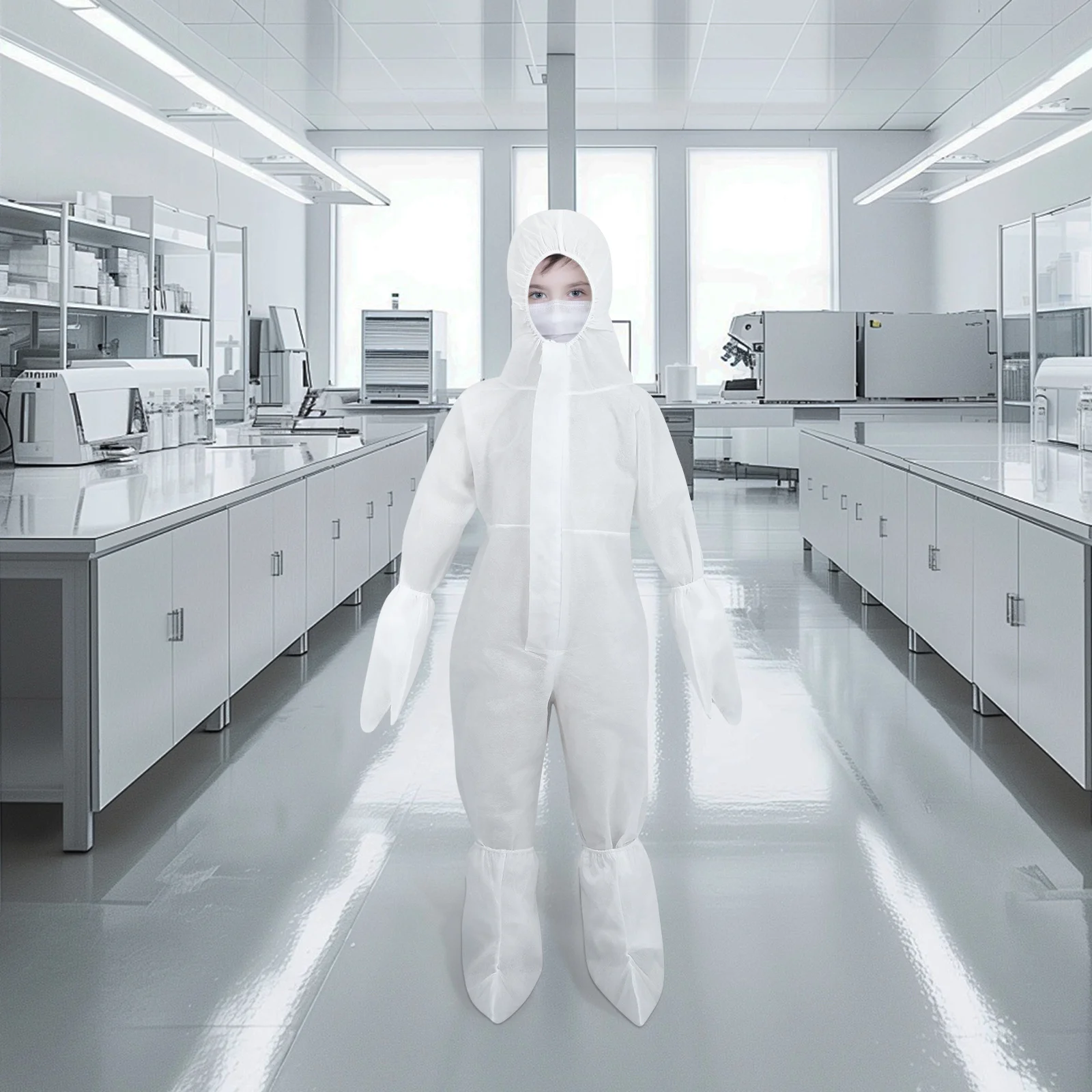 

Protective Suit Disposable One-Piece Nonwoven Cover For Outdoor Indoor Use Lightweight Hooded Safety Wear