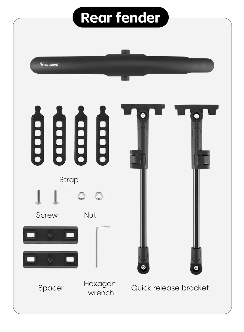 WEST BIKING Schnellspann-Fahrradkotflügel 3,8 cm breit, Doppelstangen-Schutzblech-Set für Rennrad, Gravelbike, Fahrradzubehör für Regenfahrten – Detail 12