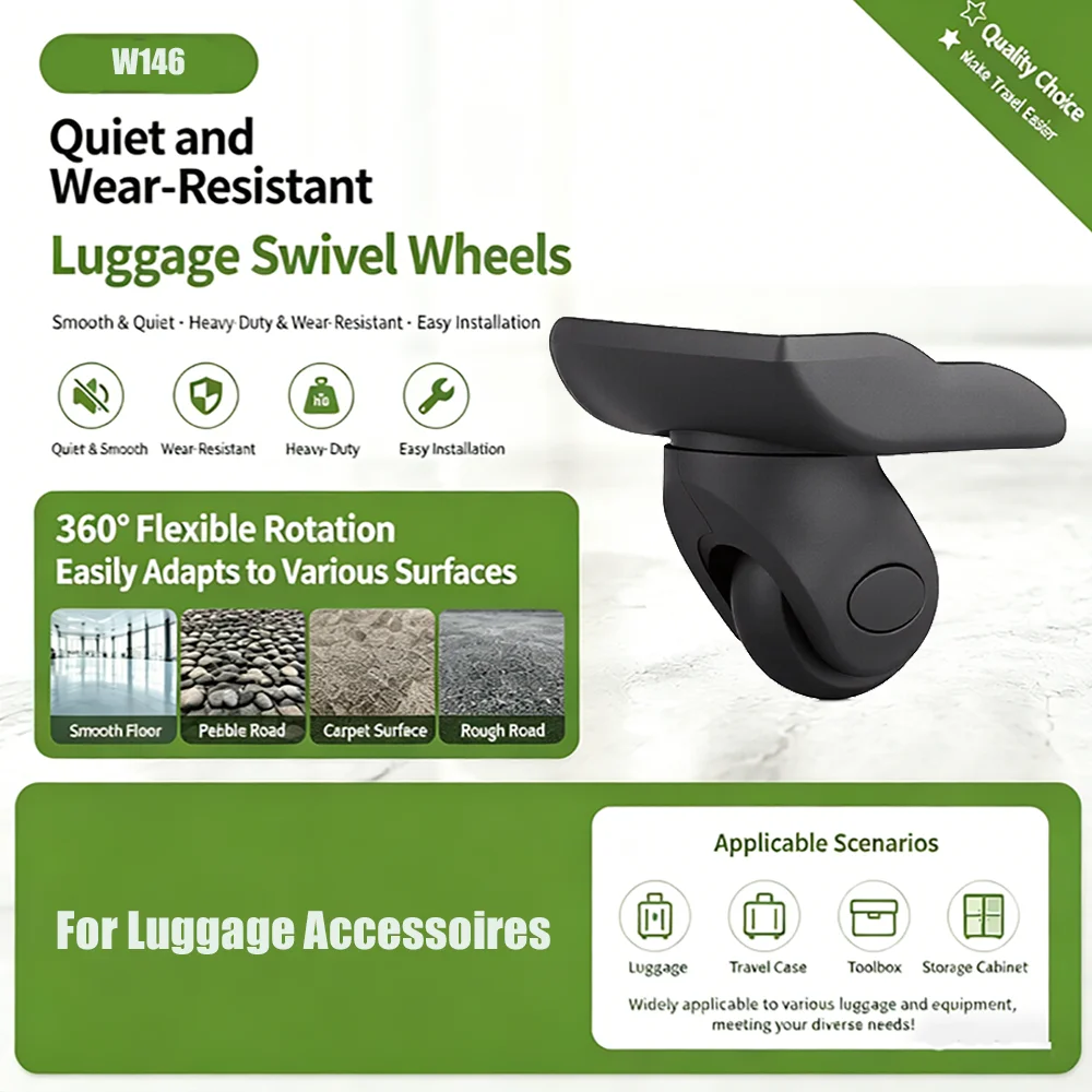 Silent Replacement Luggage Wheels - Vervangende spinnerwielen-set voor bagagekarren, koffers en