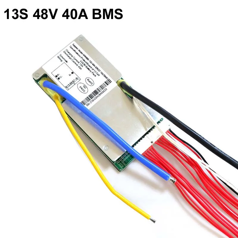 48V 10Ah-50Ah BMS System zarządzania baterią litową 13S 48V 20A 30A 40A 50A BMS/PCM z czujnikiem równowagi i czujnikiem temperatury PTC