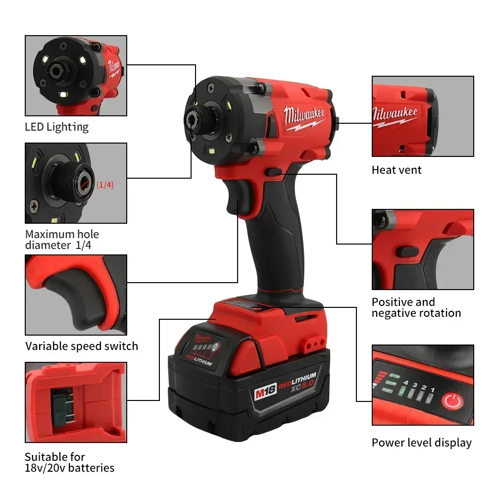

Milwaukee New Quality upgrade multi-fit impact driver long life strong driving force easy to control 20v rechargeable power tool
