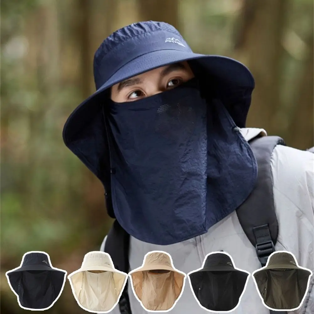 New Sunscreen Fisherman's Hat Quick Drying Removable Face Mask Hat Breathable Male Sun Hats Unisex