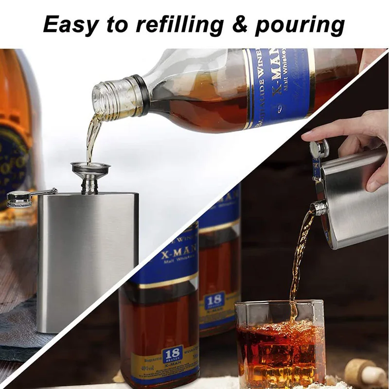 1-10 oz Hip Flask High Quality Wine Whisky Pot Bottle Hip Flasks Drinker Alcohol Bottle Portable Drinkware Stainless Steel