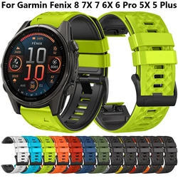 26mm 22mm Strap For Garmin Fenix 8 7X 7 6X 6 Pro 5X Plus 955 Quick fit Wristband for Epix Gen 2 47mm 51mm Silicone Band Bracelet