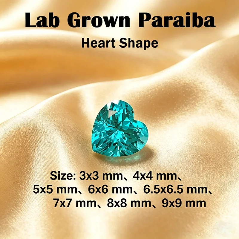 

Lab Grown Paraiba Gemstone Heart Shape Loose Gemstones For Jewelry Setting Multi Shapes Available Round Pear Heart Emerald