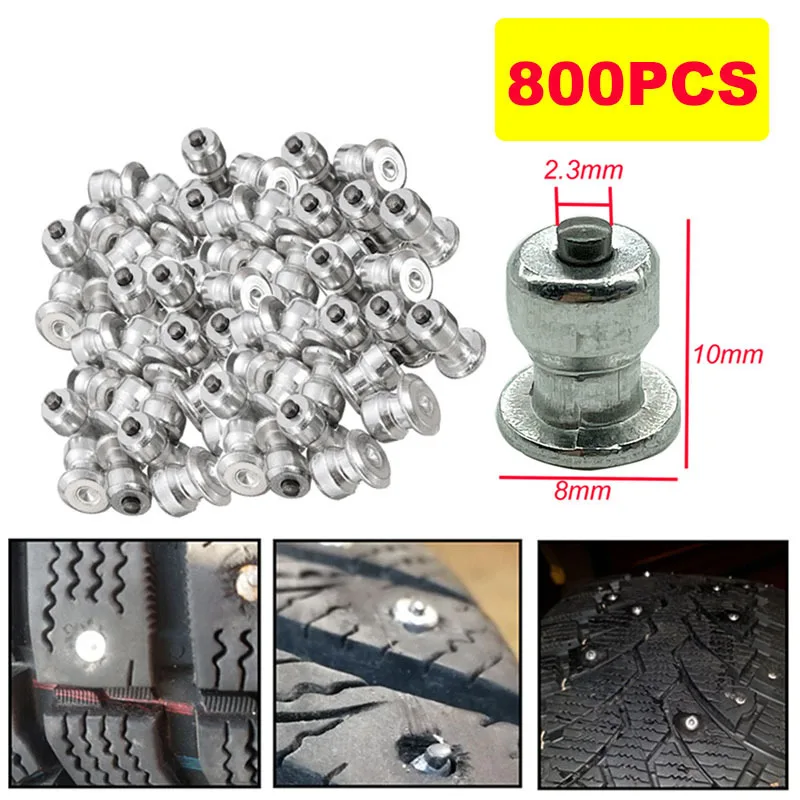 800Pcs 8x10mm Winter Wheel Lugs Car Tires Studs Screw Snow Spikes Wheel Tyre Snow Chains Studs For Shoes ATV Car Motorcycle Tire