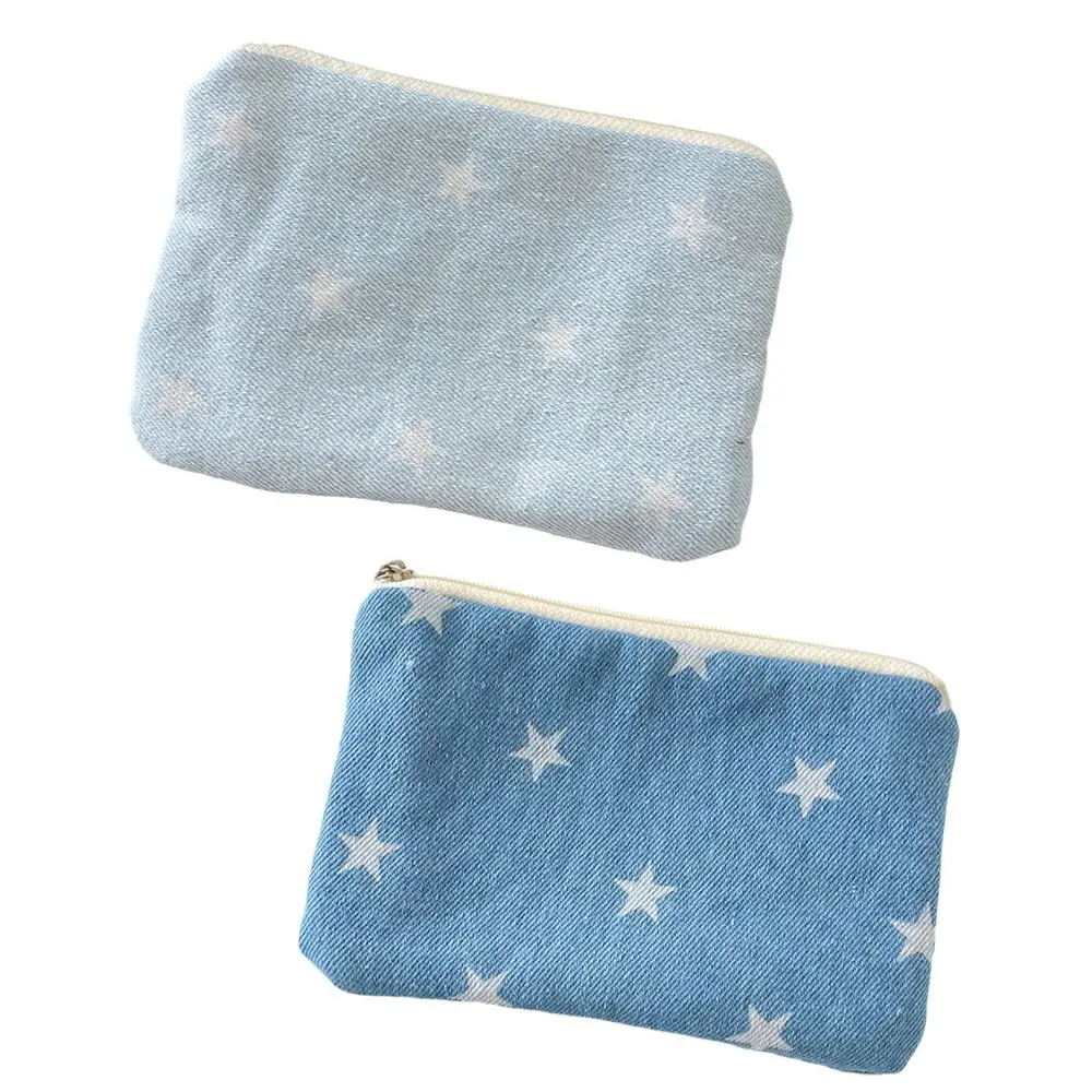 

Portable Star Print Coin Purse Ultralight Denim Lipstick Earphone Storage Bag with Zipper Small Coin Wallet