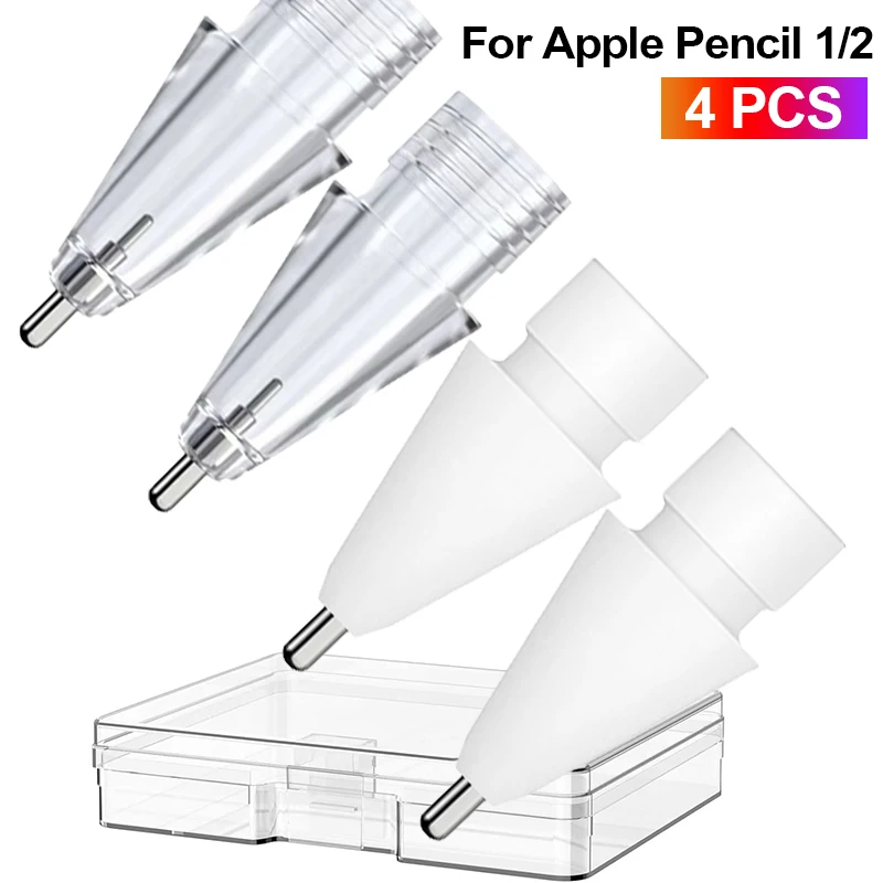 

1-4 шт. сменные наконечники для карандаша Apple Pencil 1-го 2-го поколения, гладкие запасные наконечники iPencil для iPad Pro 1/2, беззвучный перо для стилуса