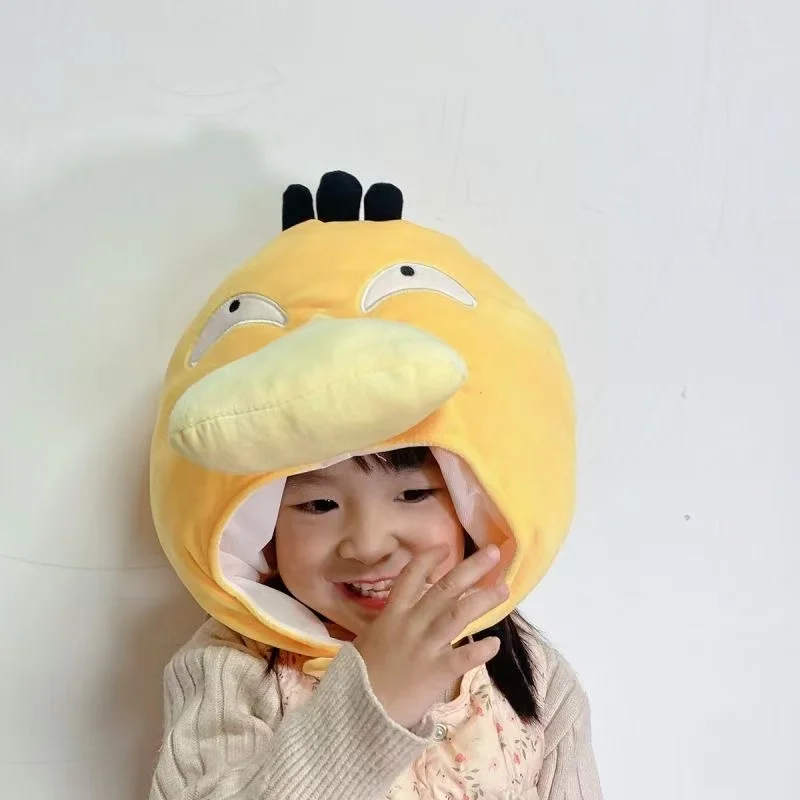 Cute Psyduck Cosplay Hood Anime Figure Kids Plush Hat Funny Accessories Stuffed Dolls Toys Girls Birthday Gifts