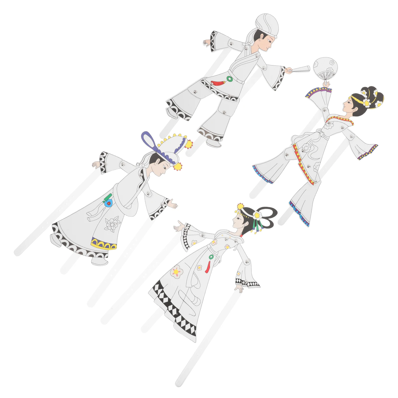 مجموعة أدوات يدوية لدمية الظل مكونة من 4 قطع ذات طابع صيني تقليدي يمكنك صنعها بنفسك لتزيين جدران التفاعل العائلي للأطفال