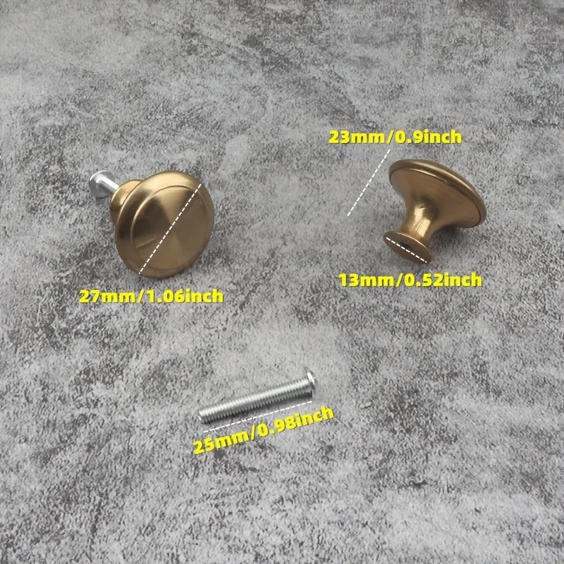 15pcs/8pcs Golden Metal Cabinet Drawer Pulls - Drag-Pull Mechanism Single Hole Knobs for Dressers, Wardrobes, Furniture Hardware