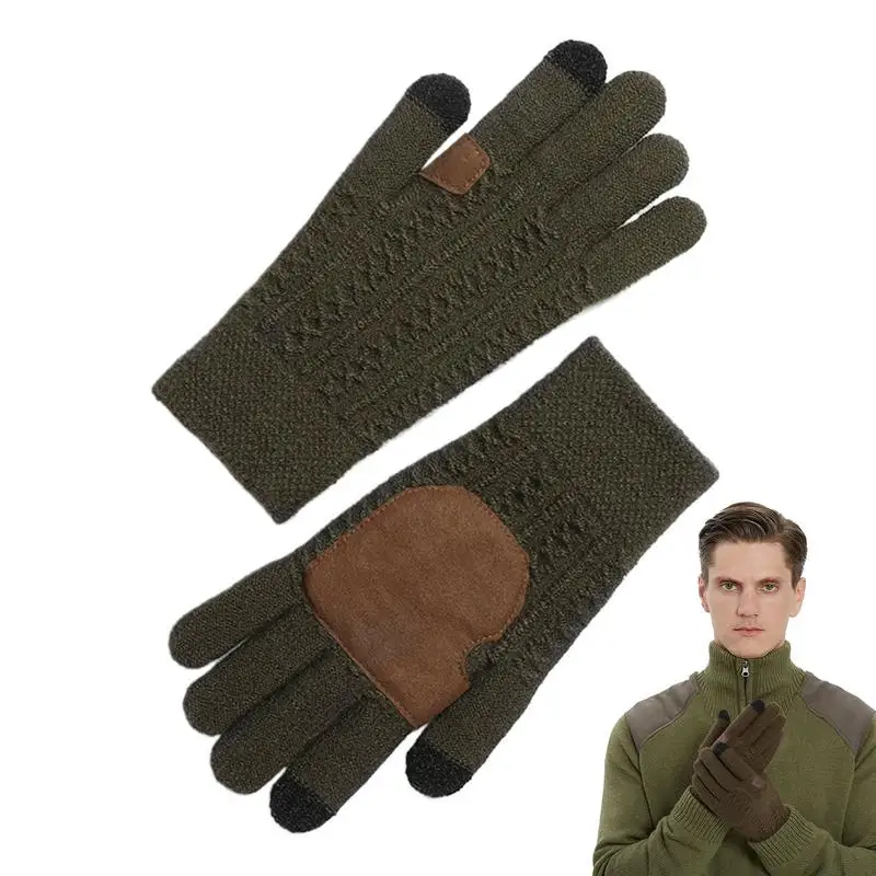 Windproof Warm Gloves Warm Knitting Mittens For Cold Weather Non Slip Warm Cold Weather Gloves For Skiing Snowboarding Hiking