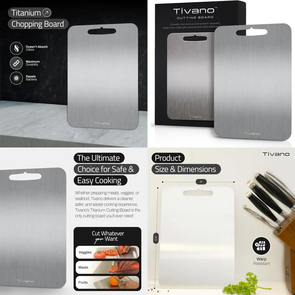 

TitaniumShield Pro Metal Cutting Board, 12x8, Ultra-Durable, Dishwasher-Safe, Heat-Resistant, Odorless, Stain-Free, Knife-Friend