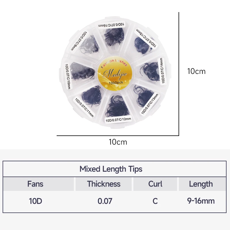 520/1000 Lashes Pointy Base Premade Fans luźne wentylatory średnie łodygi ostre cienkie spiczaste podstawy Promade Volume Fans przedłużanie rzęs