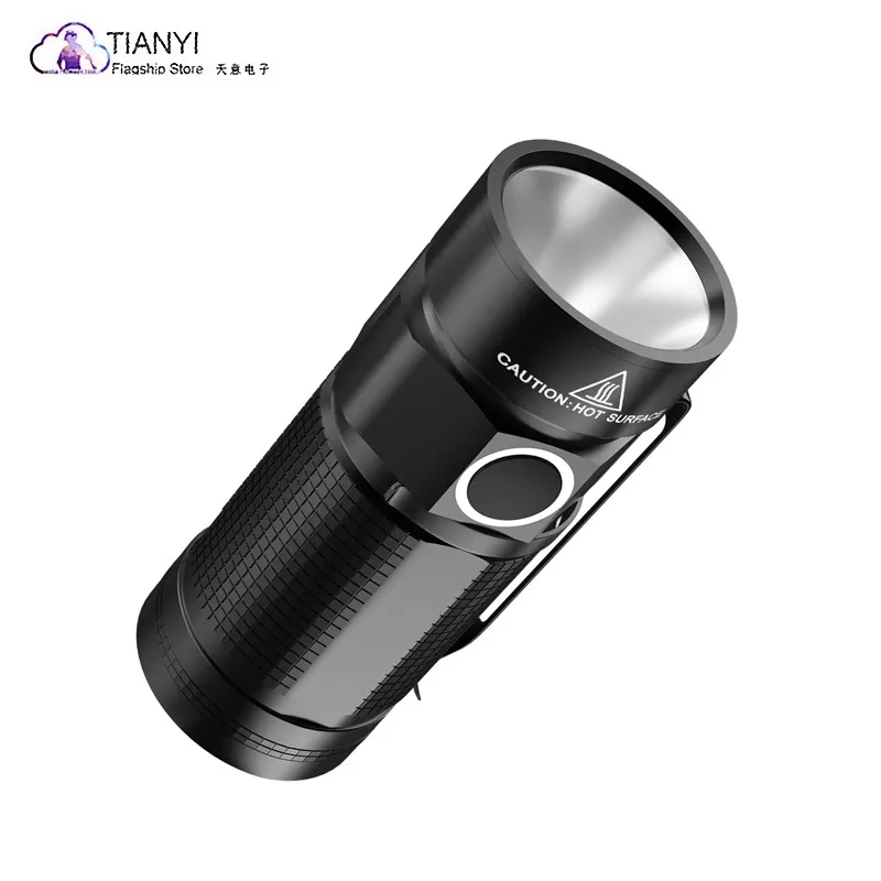 Small rechargeable flashlight super bright fixed focus light night lighting USB charging belt clip 16340 lithium battery