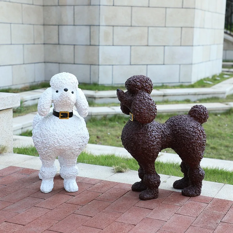 Hairy dog ornament Home living room Garden decoration Crafts FRP sculpture