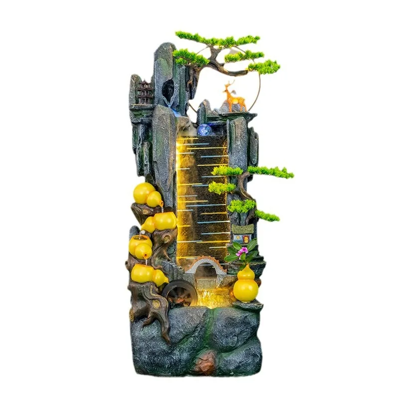 

Water curtain wall, running water, screen, rockery, fountain, circulation, water feature, gourd, decoration, lucky, feng shui