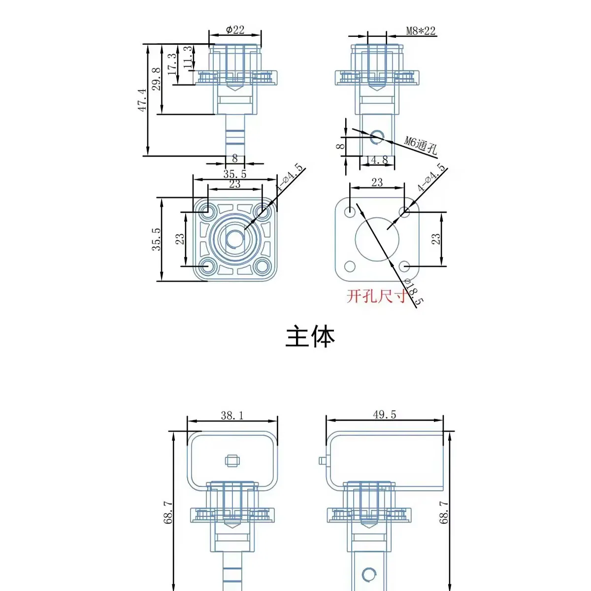 Lifepo4 High Current Li-ion Through-the-Wall Energy Storage Terminal Connector Block Inverter Connector 200A Square Battery Term