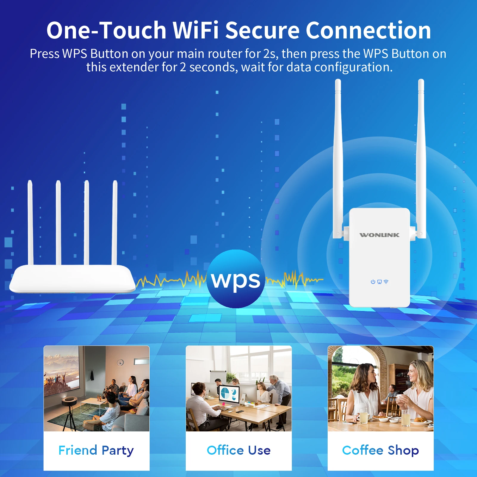 Enrutador repetidor WiFi inalámbrico de 300Mbps, amplificador extensor Wi-Fi de largo alcance de 2,4G, amplificador de señal Wi-Fi para el hogar WL-NE3402