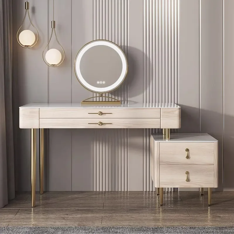 

bedroom marriage with modern simple wind light luxury rock board dressing table storage cabinet solid wood makeup table