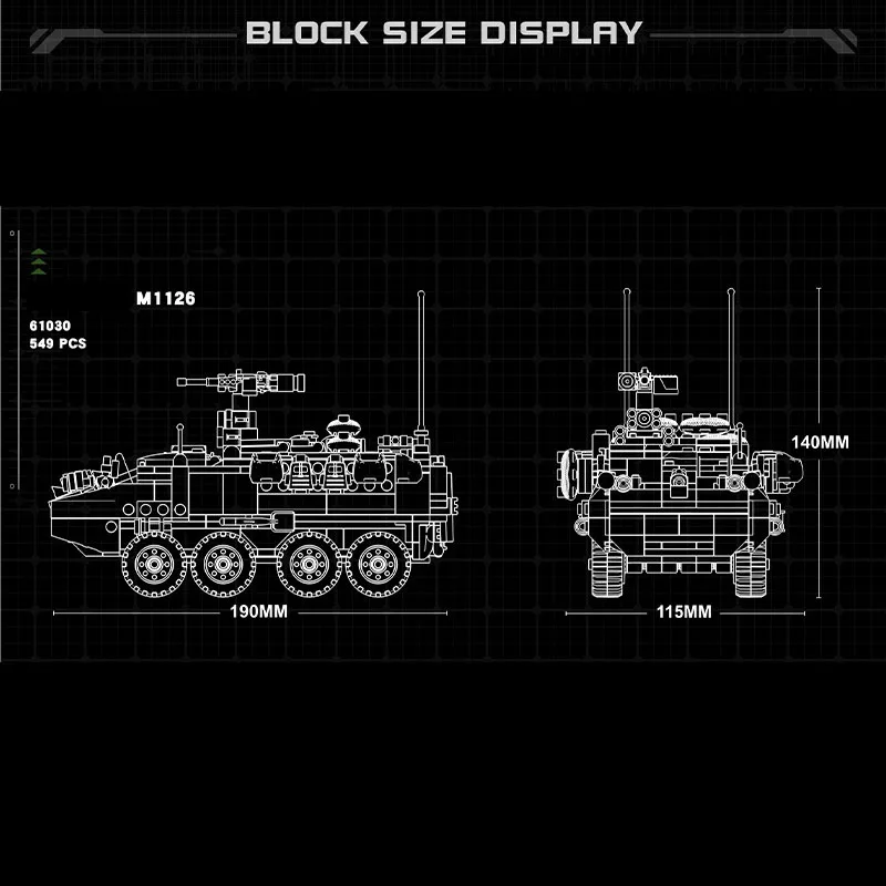 America Moderna Militare Stryker M1126 Veicolo Carrier Blindato Batisbricks Building Block Ww2 Modello Giocattoli di Mattoni Per I Ragazzi Regalo