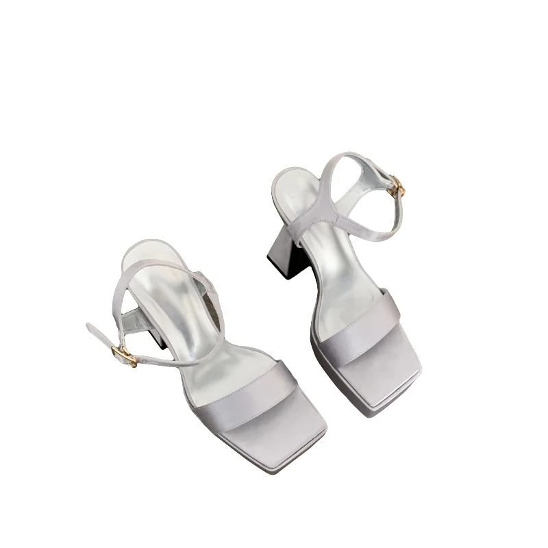 Hentian High Heels 2024 Summer New One Button Sandals Women's Shoes Thick High Heels Waterproof Platform