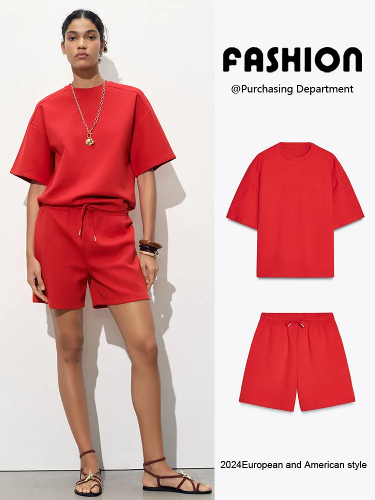

Summer New Arrival Women's ort Sve Sweatirt Casual orts Set round Ne Pullover Top And ort Pants Faionable Ense...