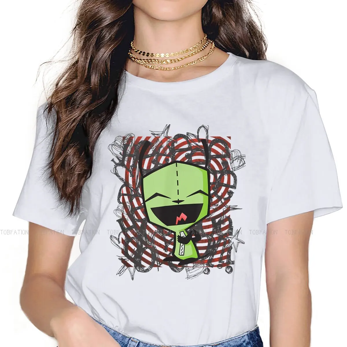 Happy Gir Classic  TShirt For Women Invader Zim Gaz Membrane Animated Tops Fashion Lady T Shirt 5XL Homme Print Oversized