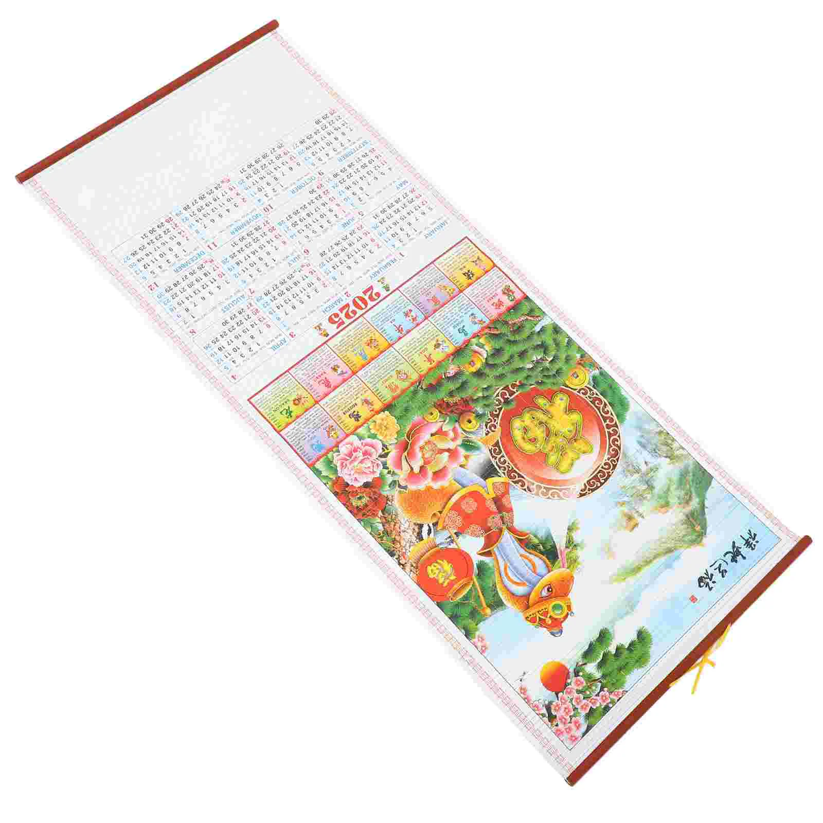 

Lunar Calendar Year of The Snake Wall Dating Annual Paper Monthly Hanging Chinese Scroll