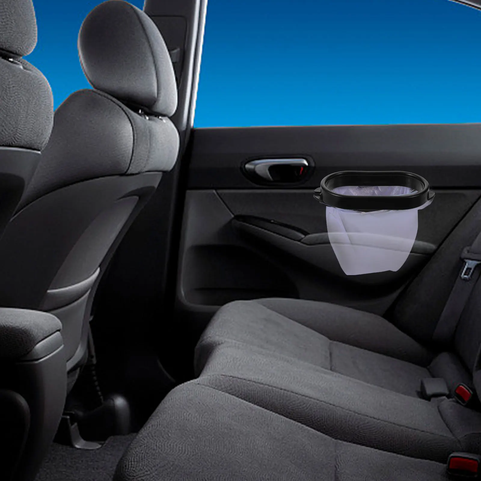 

SOLUSTRE 3 Pcs Large Car Trash Bag Utility Spot Mirror Recycle Bin Holder Trunk Organizer Black ABS