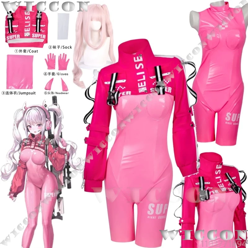 

Alice Goddess Game Victory Косплей Сексуальный Розовый Комбинезон Полный Комплект Платье Розовый Длинный Двойной Пони Парик Опора Девушка Женщина Хэллоуин Вечеринка