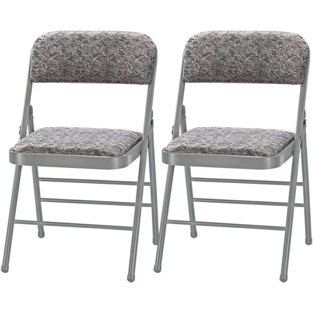 

Pack of 2 (Fabric/Vinyl) Steel Frame Metal Foam Padded Folding Chairs (Black, Gray, White) (2-Pack - Fabric Gray)