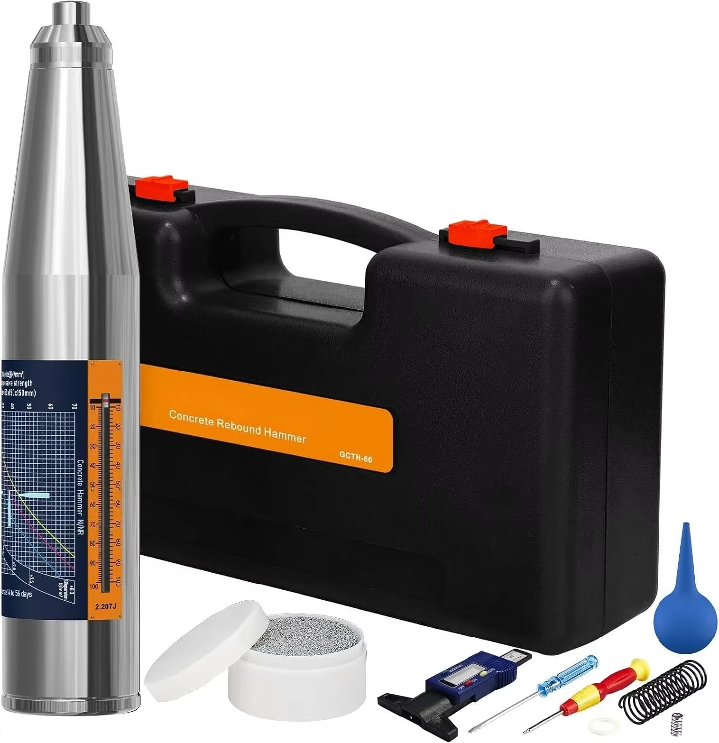 

Concrete Rebound Hammer Tester 10 to 60 MPa (1450-8700 psi) Concrete Strength & Hardness Inspection Tool