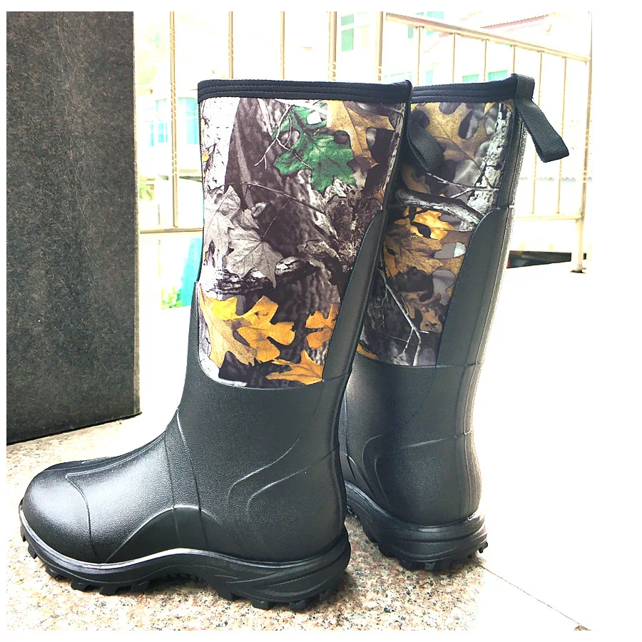 Maple Leaves Bionic Camouflage Hunting Fishing High Boots Anti-Slip Car Washing Boots Jungle Sports Winter Keep Warm Snow Shoes