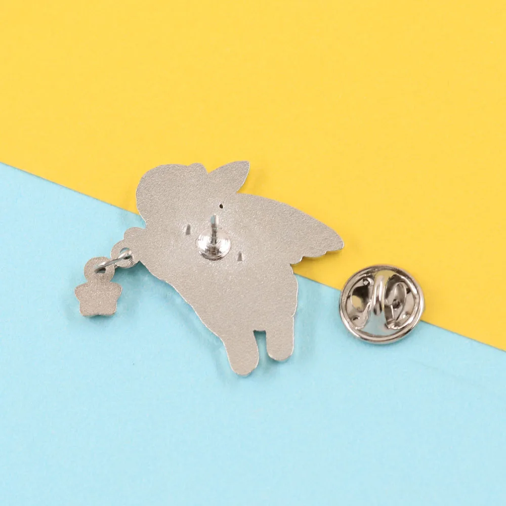 Kaninchen mit Flügeln, Abzeichen, schwarzer Stern, Chaser-Hase, Emaille-Anstecker, fliegendes Tier, Brosche, ideal für Rucksäcke, Hüte, DIY-Dekoration, Geschenk. – Detail 3