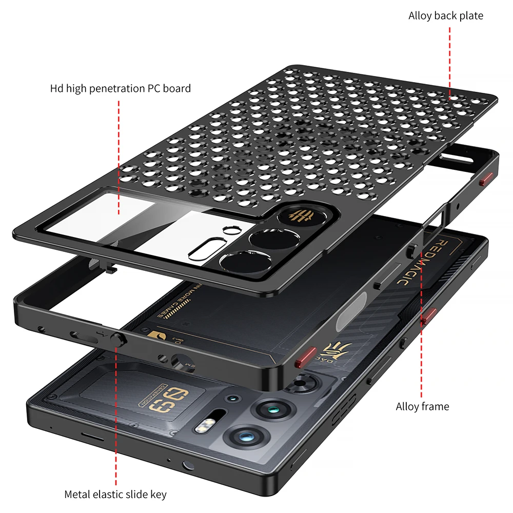 Metal Hollow Heat Dissipation Holes Back Cover For ZTE Nubia RedMagic 9 10 Pro + Plus RedMagic 10 10S 11 Pro Case Aluminum Coque view 2