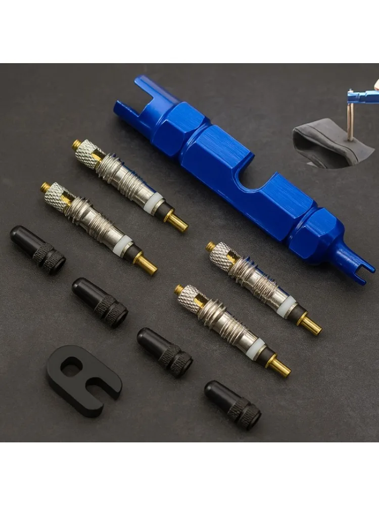 AliExpress Presta valve core set Tubeless bike tire repair kit Aluminum Alloy valve cap Presta Schrader universal wrench tool for cycling