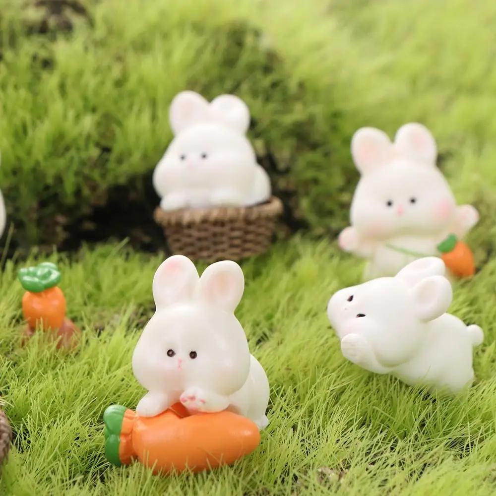 Car Interior Ornaments Cute Rabbit Micro Ornaments Mini Resin Bunny Miniature Figurines Cartoon Personalized Rabbit Toys Office