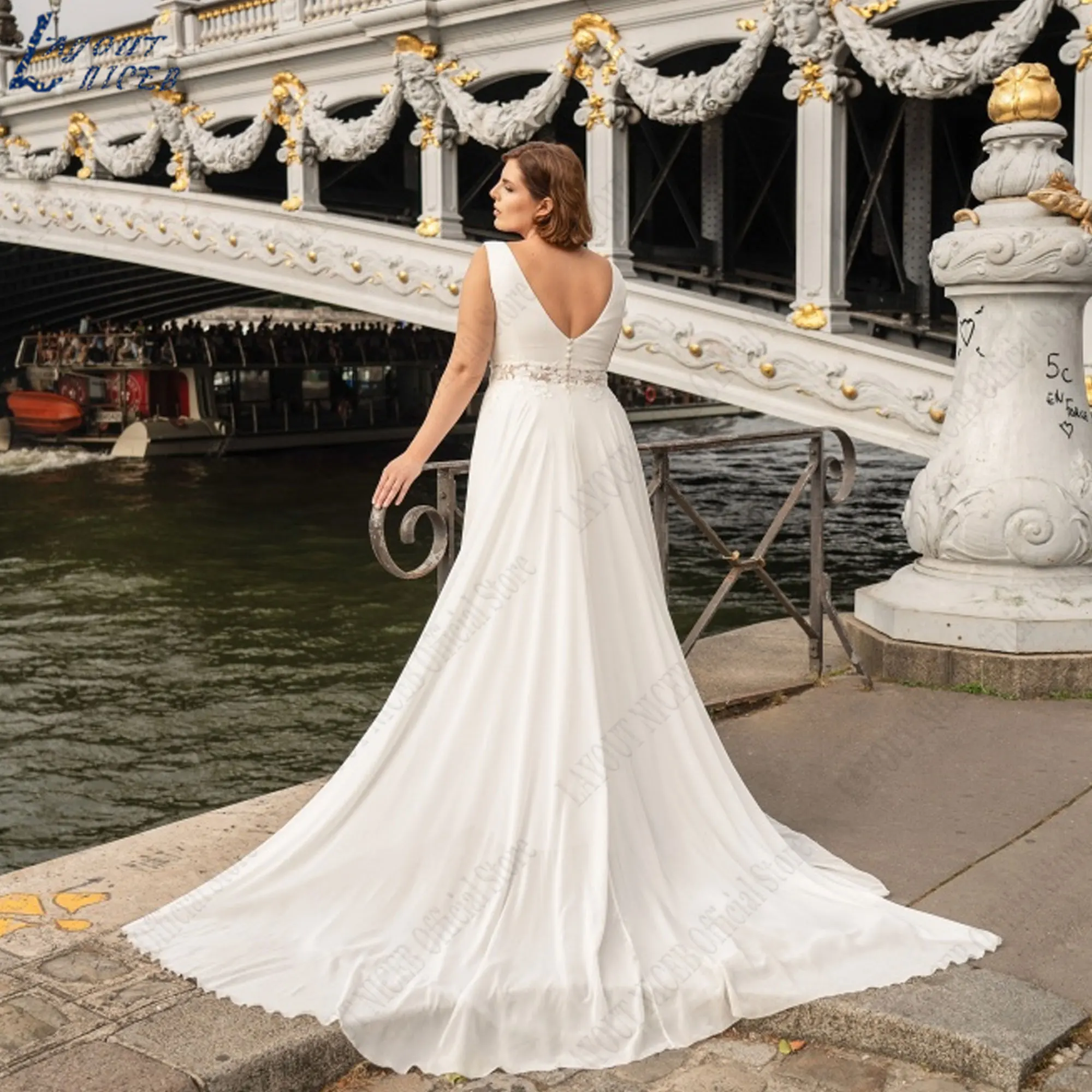 LAYOUT NICEB Plus Size Bride Gowns V-Neck A-Line Appliques Suknie ślubne Boho Chiffon Spaghetti Straps свадебное платье 2024LAYOUT NICEB Plus Size Suknie panny młode V-Neck A-Line Aplikacje Suknie ślubne Boho Chiffon S