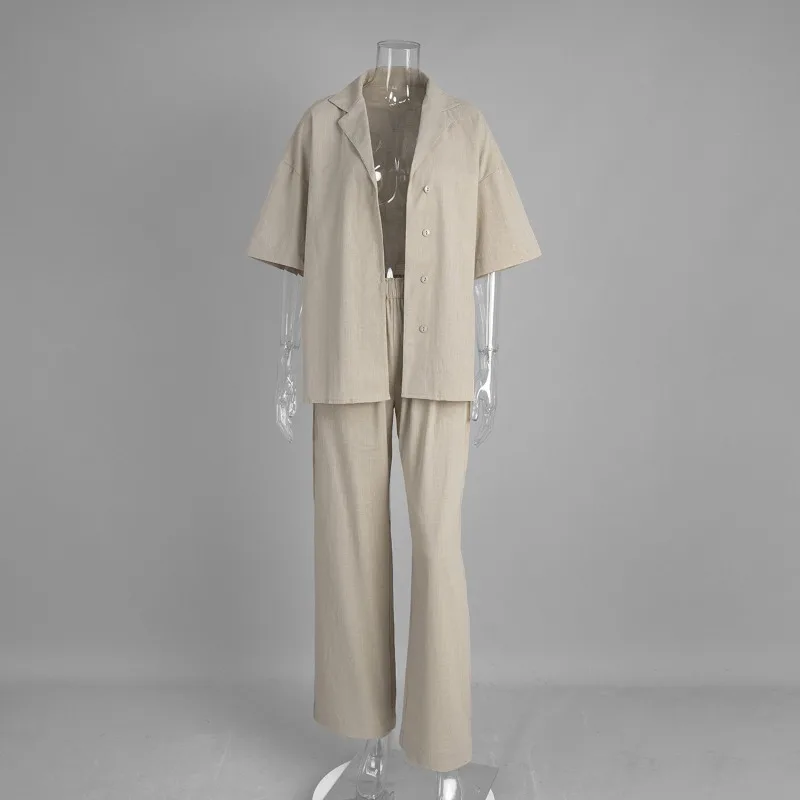 

Модная футболка из чистого хлопка с короткими рукавами + брюки с эластичной резинкой на талии, комплект из 2 предметов на весну и лето, женские комплекты, новый повседневный комплект