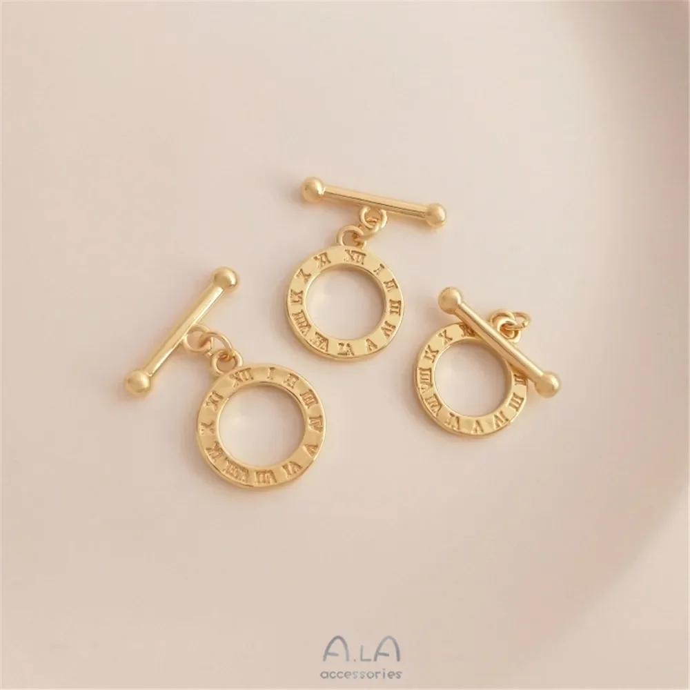 

14K Gold Color Roman Digital Clock Ring OT Buckle Diy Bracelet Necklace End Buckle Accessories A003